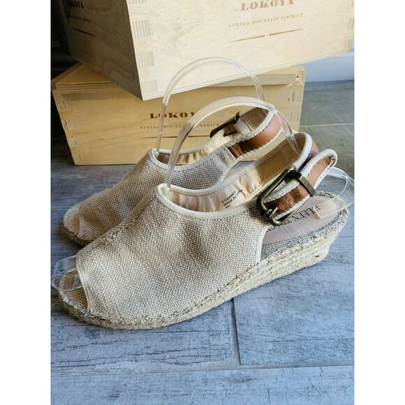 Ellen Tracy Kameo Wedge Espadrille Sandal Slingback Open Toe Designer Natural 9 - Picture 2 of 11